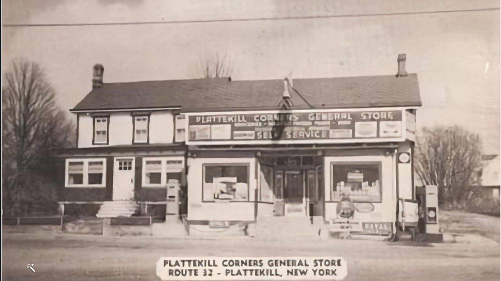 A postcard of the Plattekill Corners General Store.